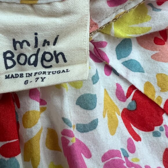 Mini Boden Cotton Floral Boho Peasant Top Blouse with Gold Trim Size 6-7Y - Picture 4 of 8